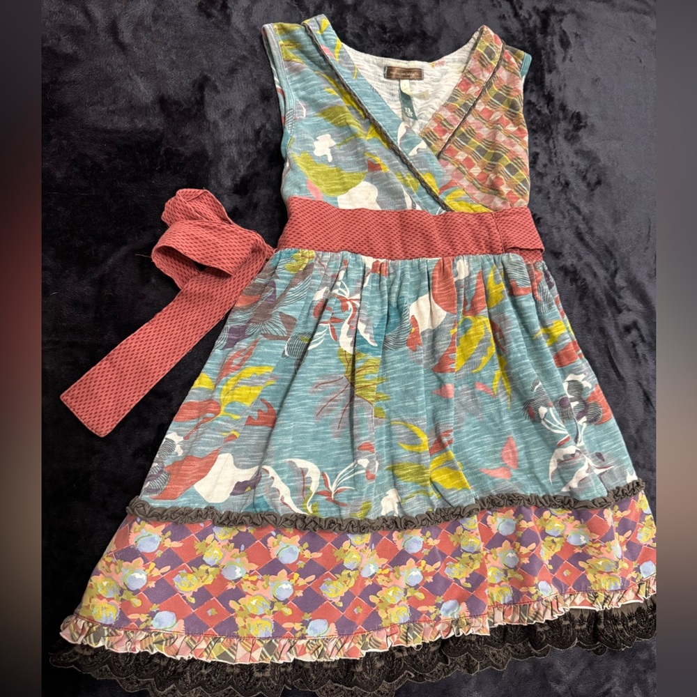 Matilda Jane Blue and red wrap dress girls size 6